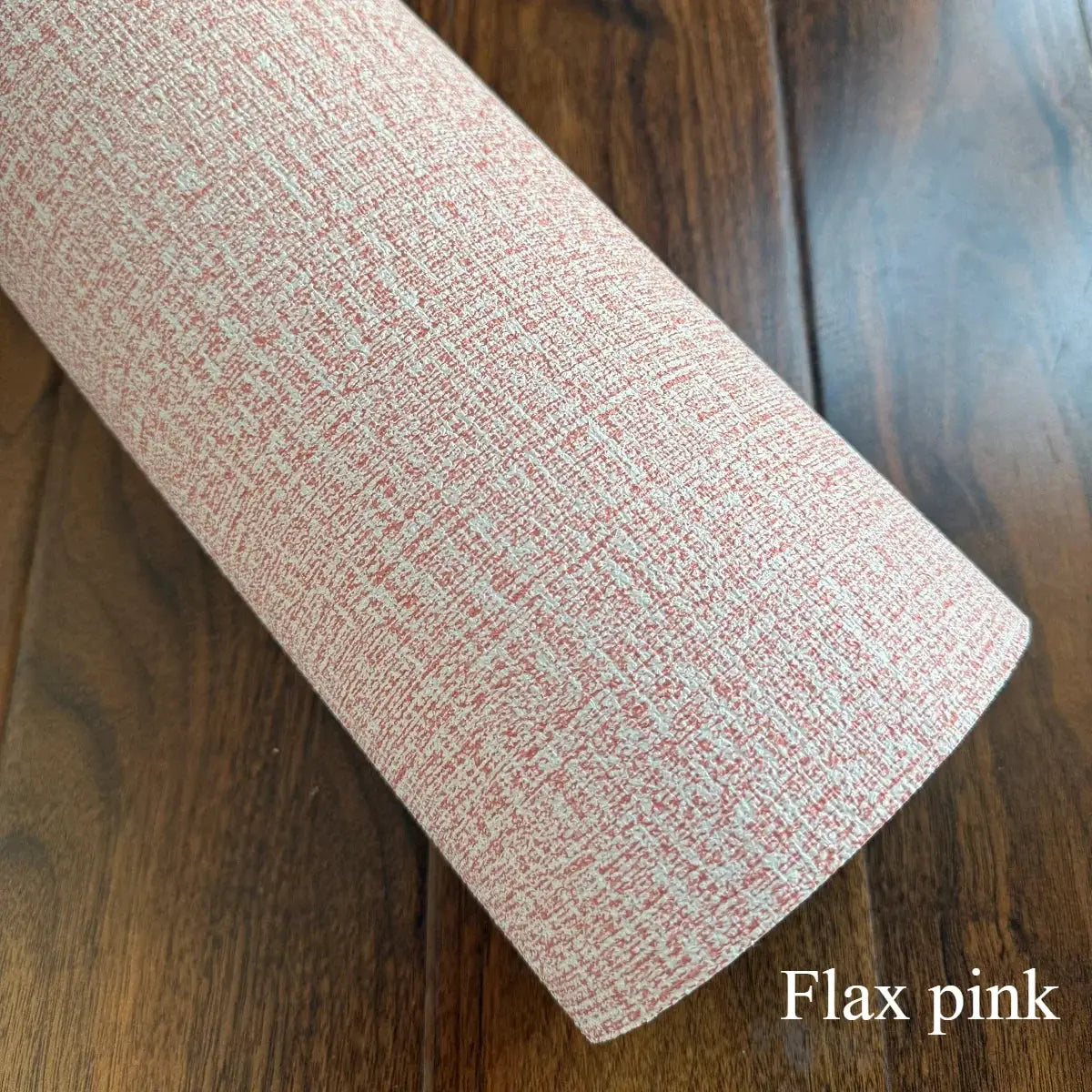 Self-Adhesive 3D linen foam wallpaper roll in flax pink texture
