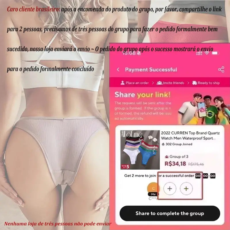 Cotton women's panties 5-piece set in assorted colors; beige bikini briefs on model