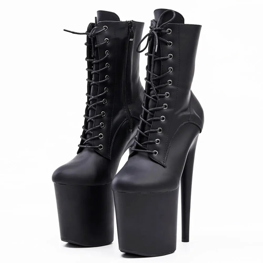 PoleStar Stripper 8 Inch Platform Lace Up Boots Ankle High Pole Dance Boots With Stable High Platform