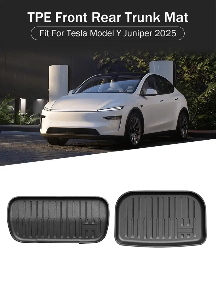 Tesla Model Y Juniper trunk mats front & rear, TPE waterproof anti-slip pair, Simples Market