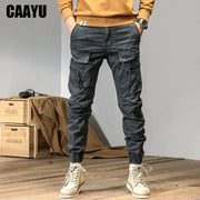 CAAYU gray cargo joggers for men with multiple pockets