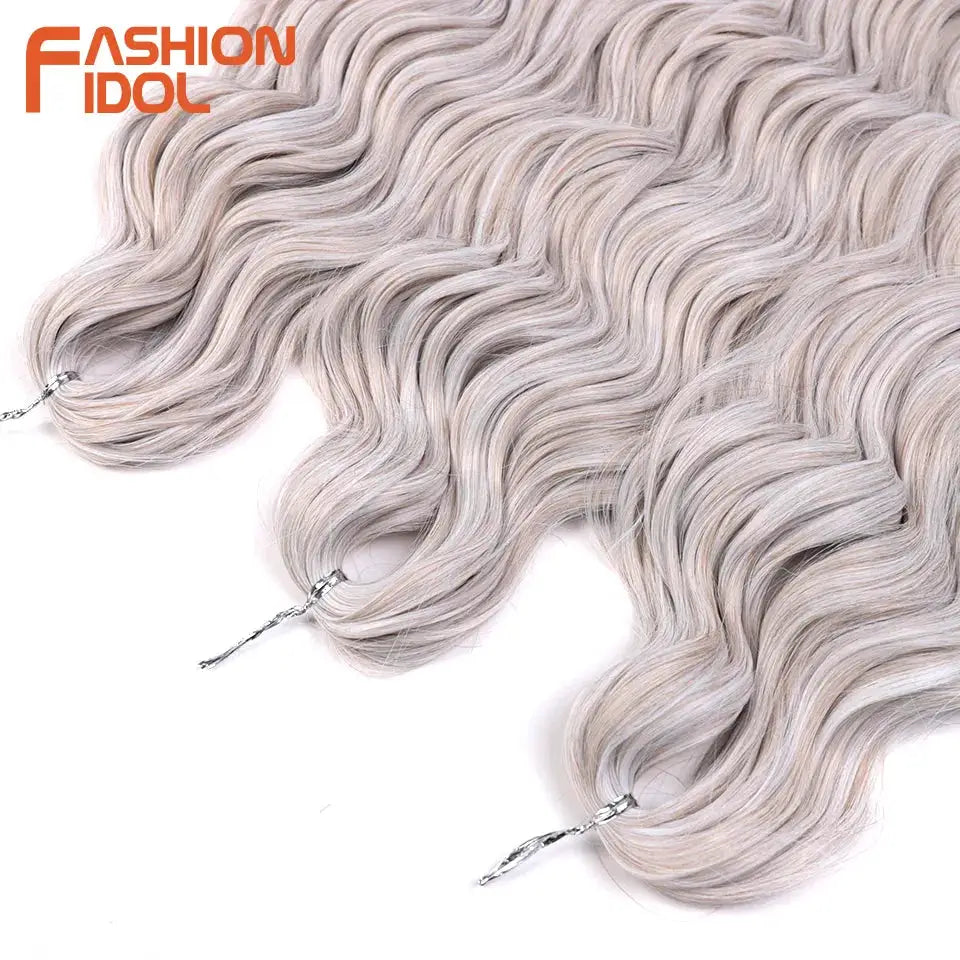 Anna 24in synthetic water-wave braiding hair extensions; ombre blonde, three bundles, Simples Market; Fashion Idol logo