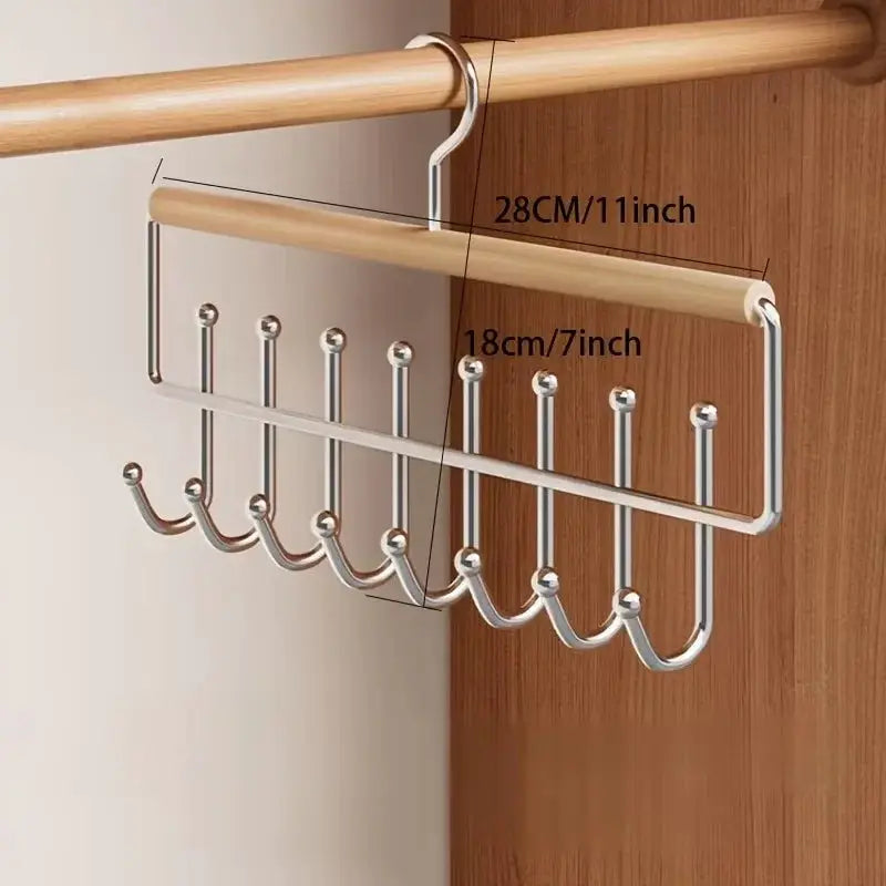 Versatile Wooden Hat Organizer Rack With Hooks For Hats Caps Belts And Ties Home And Retail Display