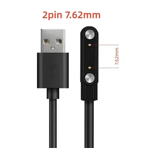 Simples Market Magnetic Charge Charging Cable with 2-pin watch connector at 7.62mm spacing and USB-A plug