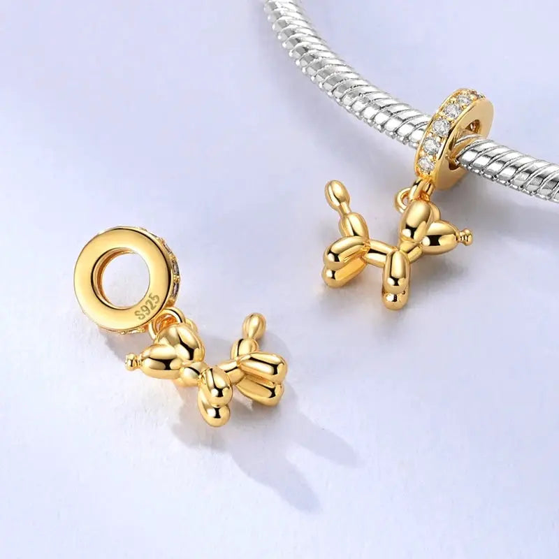 925 Sterling Silver Gold DIY Charms Beads Inlaid Zirconium Sun Leopard Pendants Fit Bracelet For DIY Jewelry Making