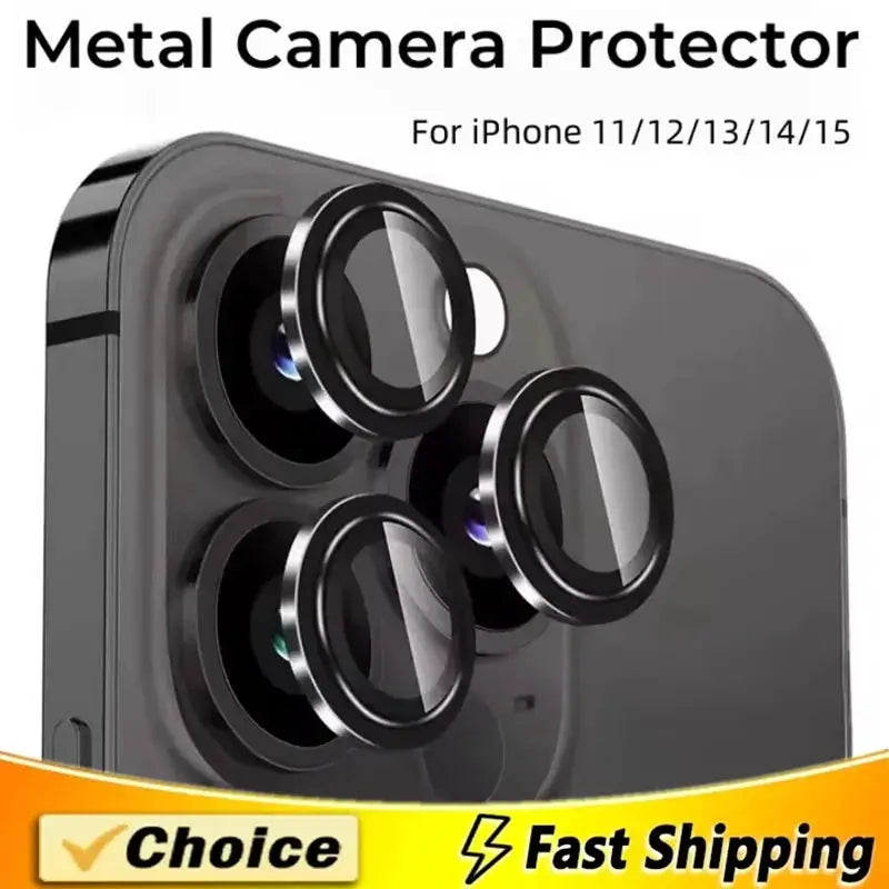 Simples Market 3Pcs metal camera lens protector set for iPhone back cameras (11–15 Pro Max, Mini/Plus models)