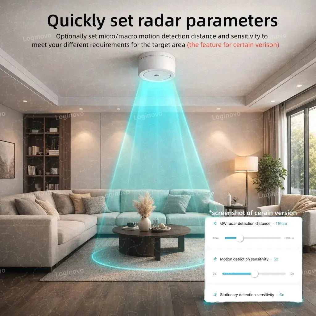 Simples Market ZigBee mmWave radar motion sensor, ceiling-mounted white disk for Tuya Smart Life Z2M