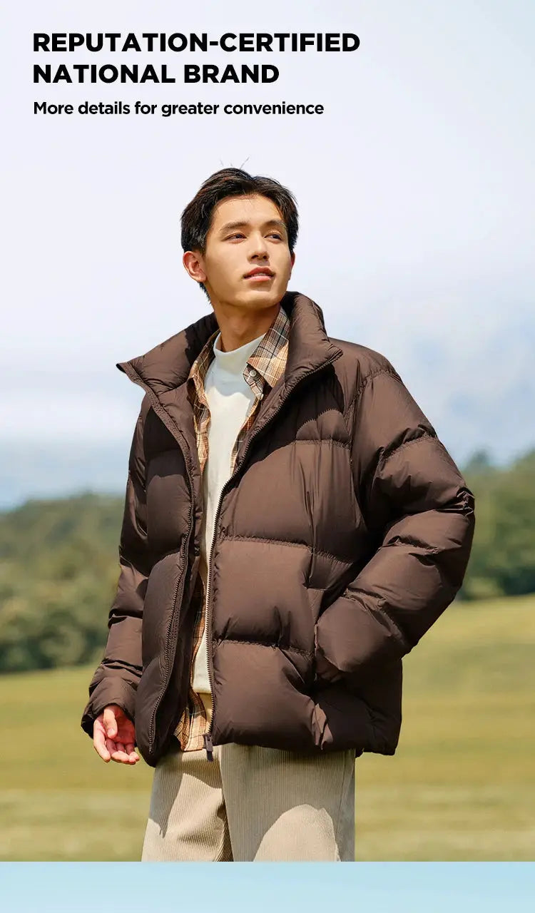 Semir brown puffer jacket, short down coat with thermal warmth for men and women