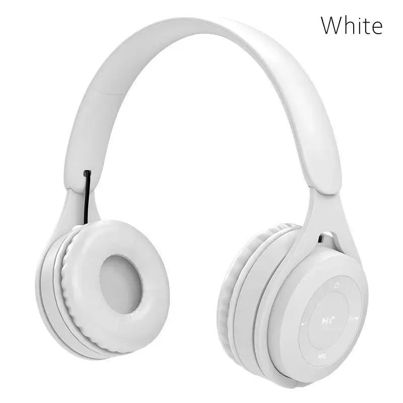 Y08 wireless Bluetooth over-ear headphones, white color with cushioned ear cups and built-in mic.