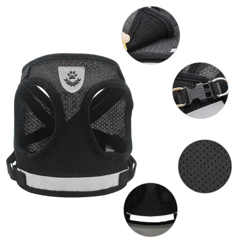 Mesh Breathable Adjustable Dog Harness And Leash Set No Pull Reflective Vest Harness For Comfort And Control