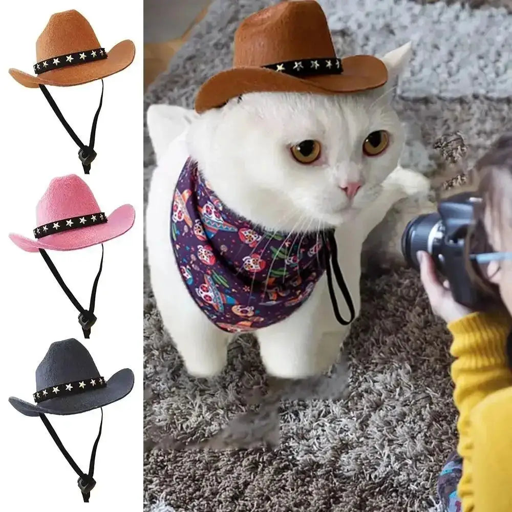 Adjustable Funny Pet Cowboy Hat For Dogs And Cats Outdoor Summer Headwear Accessory