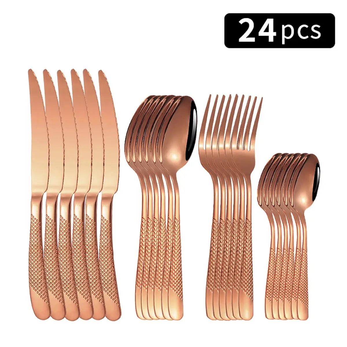 Star Diamond 24 Piece Stainless Steel Tableware Set For Six With Gold Inlay Elegance For Family Dining