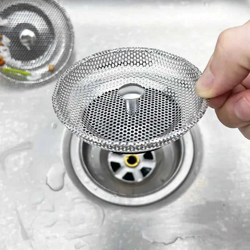 Simples Market stainless steel sink strainer waste plug with mesh hair catcher for kitchen and bathroom drains