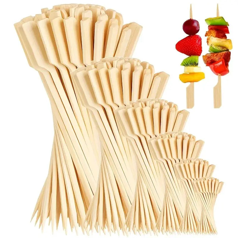 100 Pcs Natural Bamboo Skewers Disposable BBQ Sticks For Kabob Fruit Cocktail Camping Party Grilling Tools