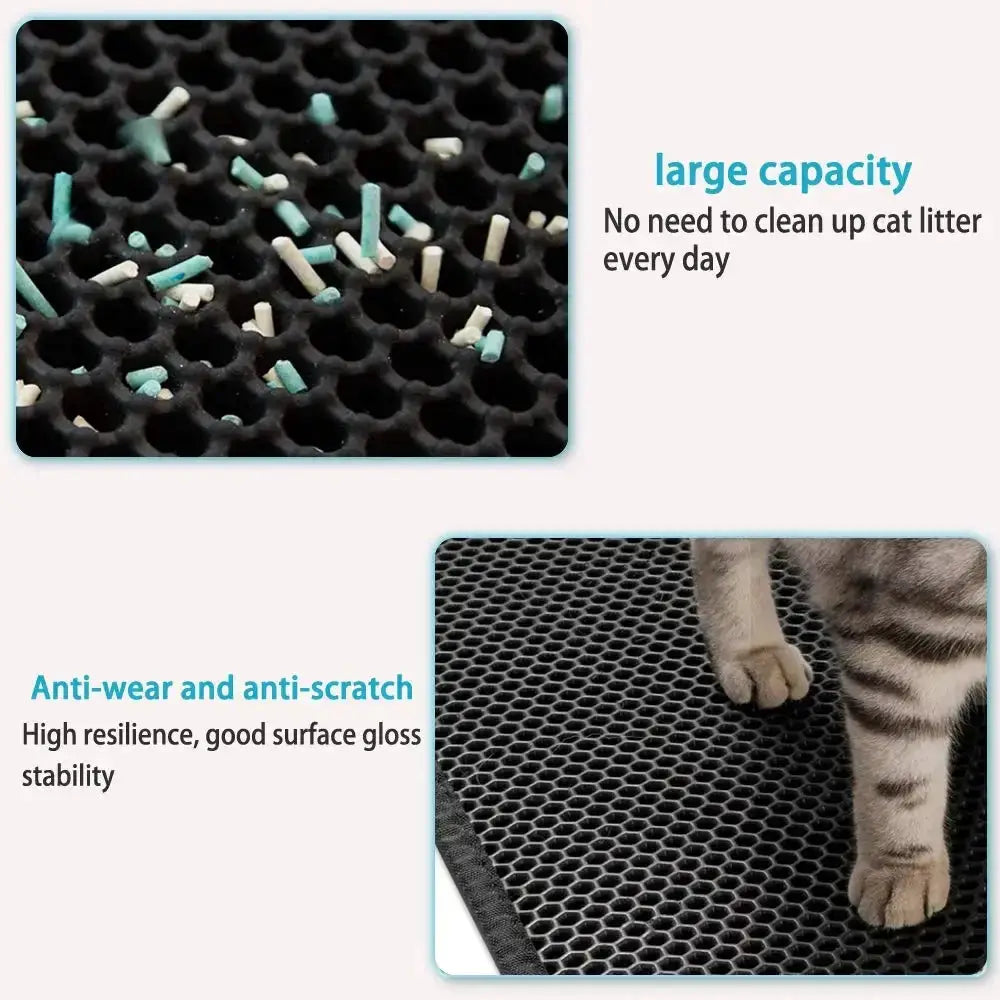 Double Layer Cat Litter Mat Waterproof Non Slip Pet Litter Box Mat Washable Bed Pad With Gift