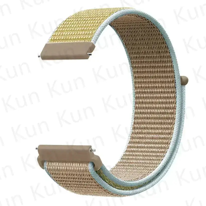 Nylon loop watch strap for Redmi Watch 5 Active/Lite and Xiaomi Watch S4, two-tone beige with aqua edge, 20/22mm
