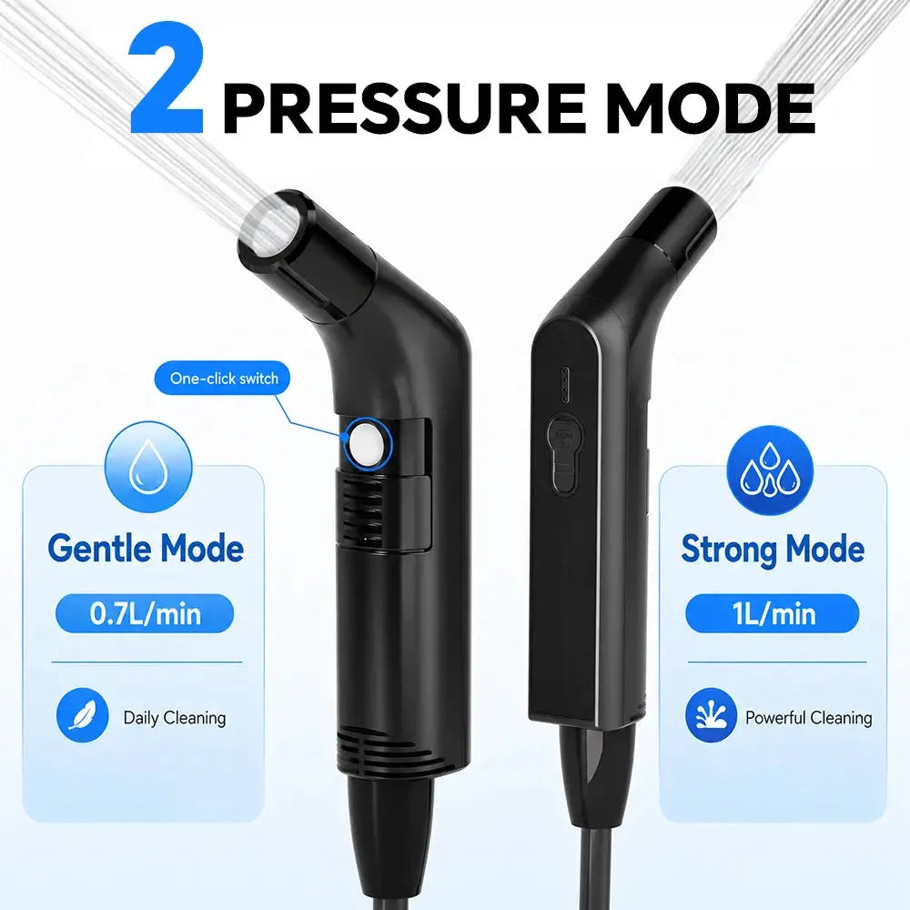 Wower portable electric bidet, black 2.3L Shattaf for travel camping, with gentle and strong modes, two units shown