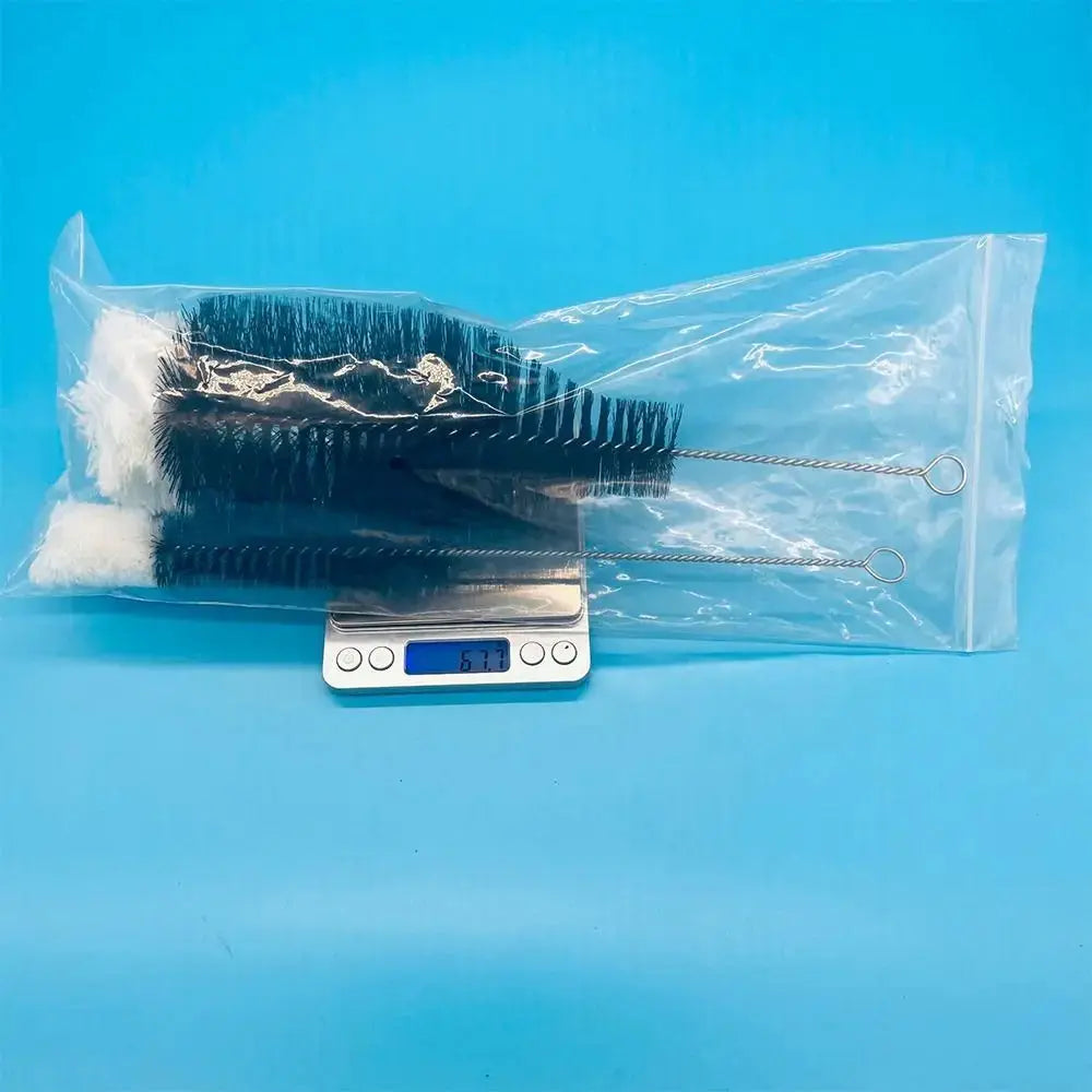 Bottle brush set, 3-piece, with black bristles and wire handles for glassware and jars
