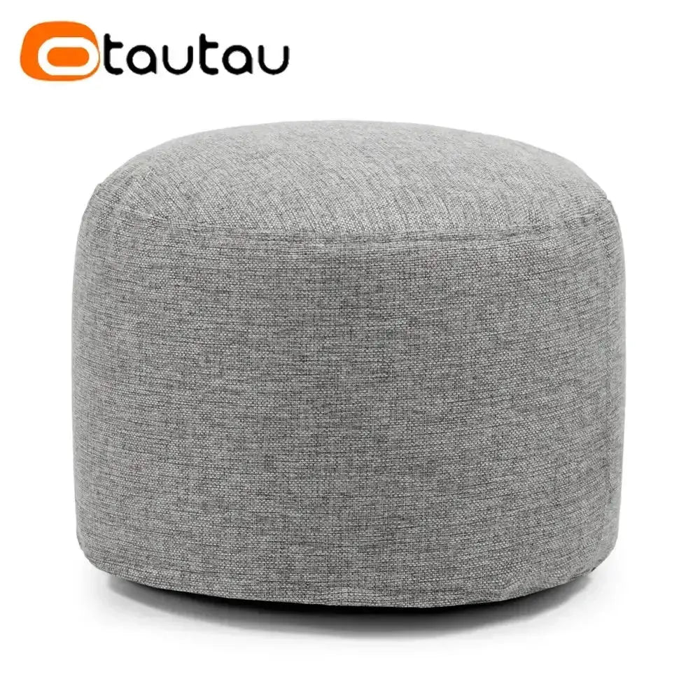 OTAUTAU linen bean bag pouf in gray fabric with filling