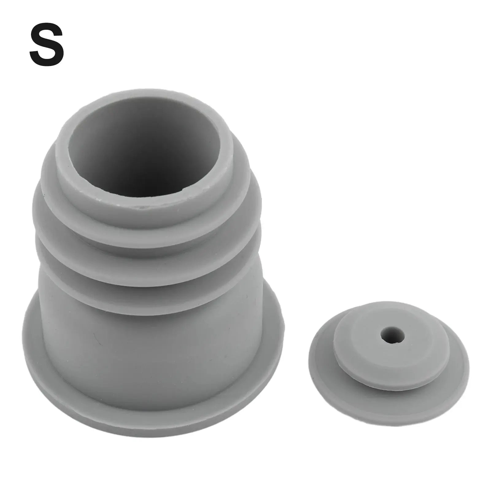 Gray silicone washing machine drain pipe seal set with ribbed connectors and cap (2 pieces)