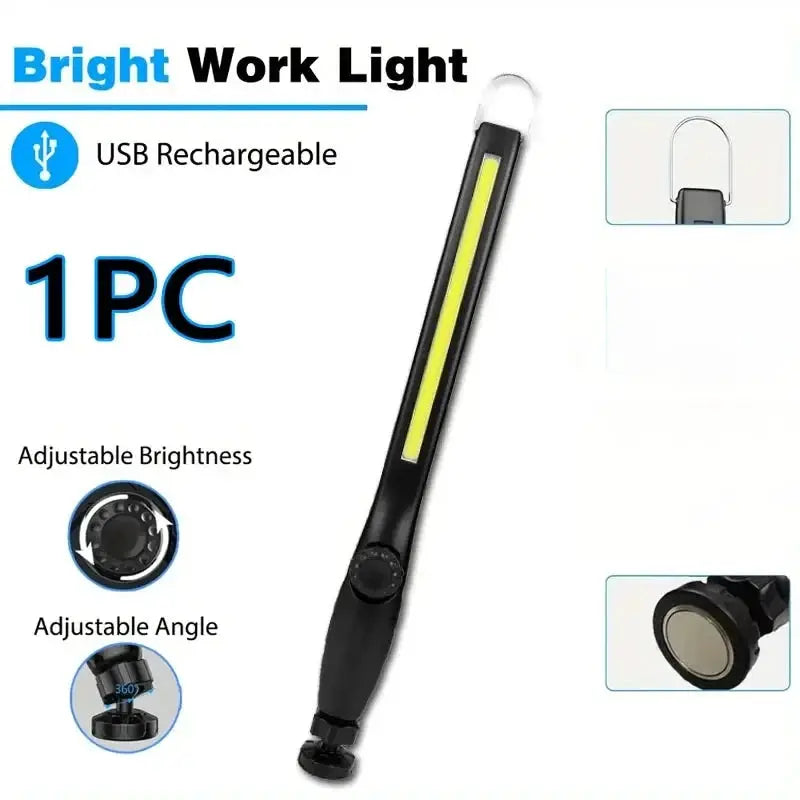 Rechargeable LED Magnetic Work Light Underhood Lamp With Hooks Rotating Magnetic Base For Car Repair And Emergency