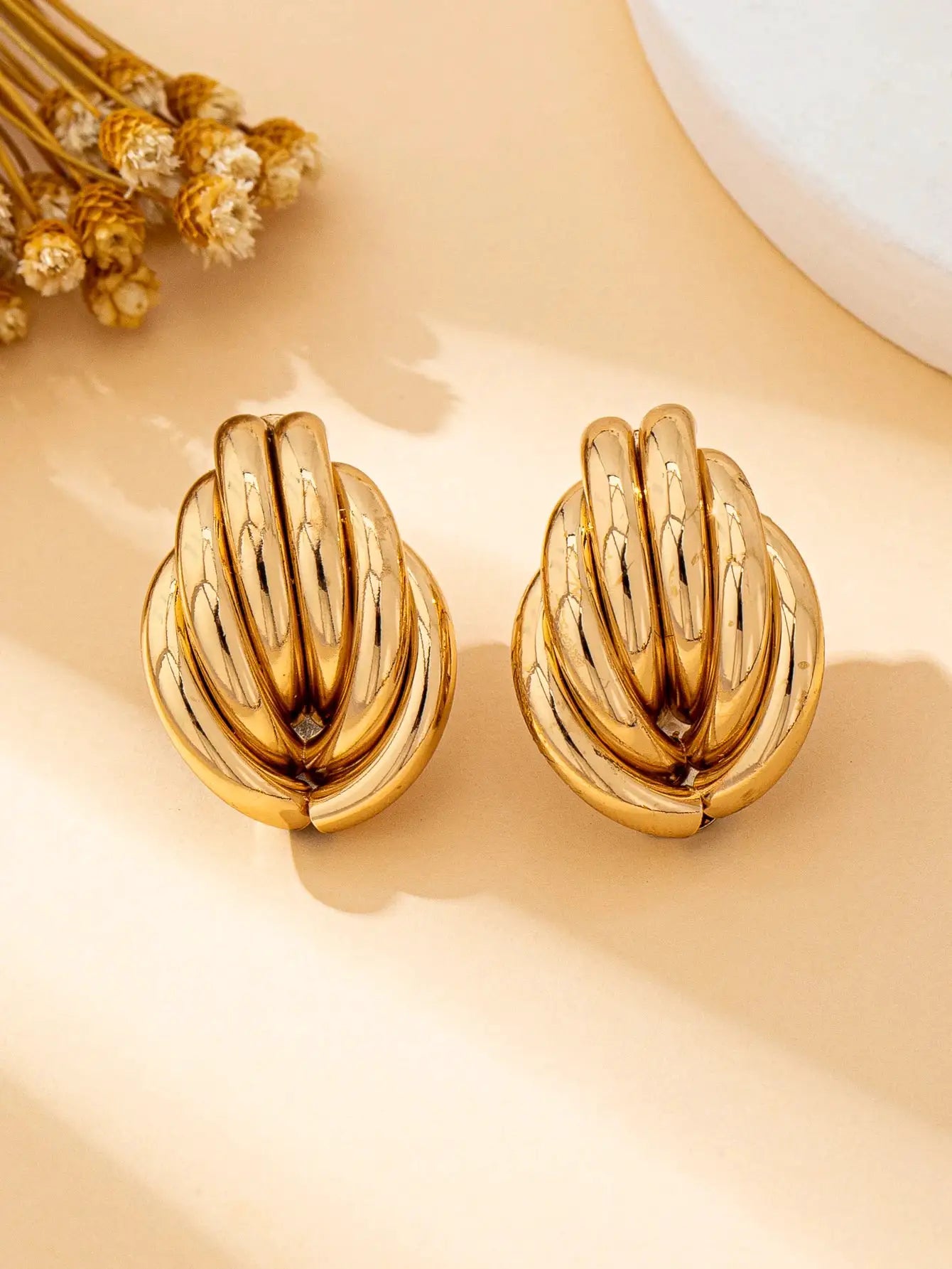 Bohemian Style Geometric Stud Earrings for Women with KC Golden Plating Iron Alloy Jewelry