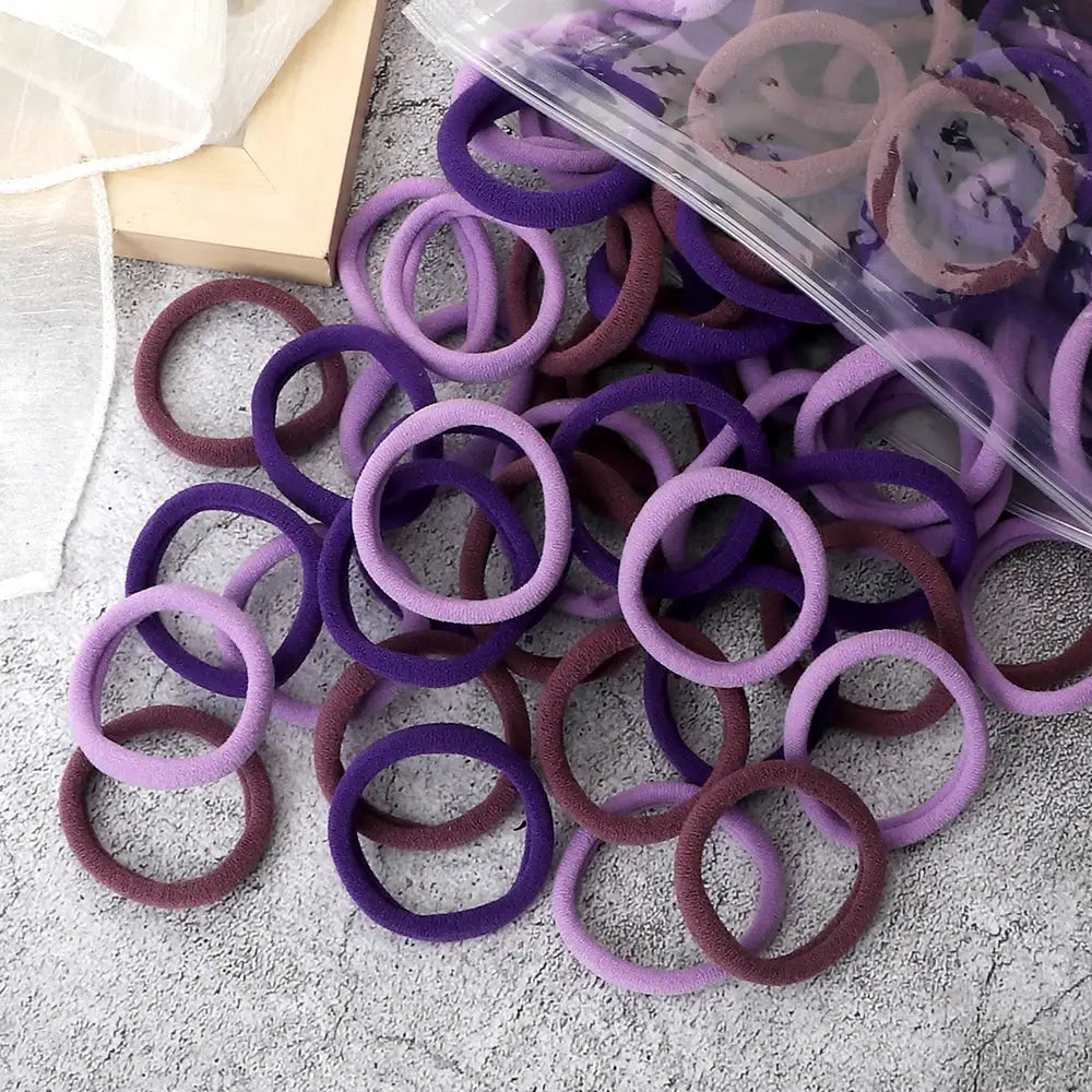 NovaHair 50 Pcs Mixed Colors Hair Bands 4 Cm Elastic Hair Ties Ponytail Holders Gentle Hold For Everyday Ponytails