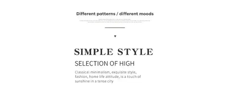 Pillow cover banner showcasing simple style theme with typography about patterns and mood.