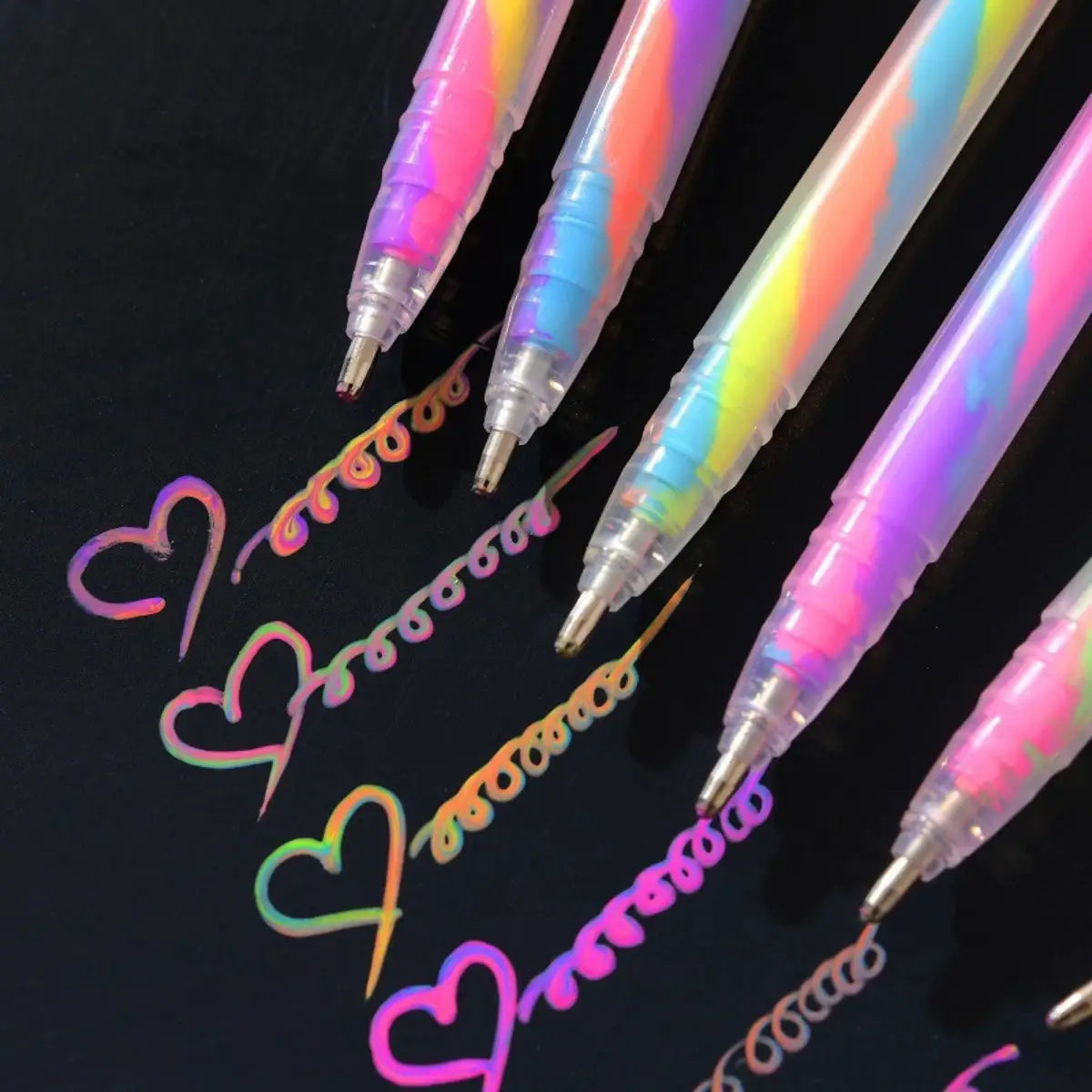 6-piece glitter gel highlighter pen set by Simples Market in vibrant rainbow colors with 1.2mm tips