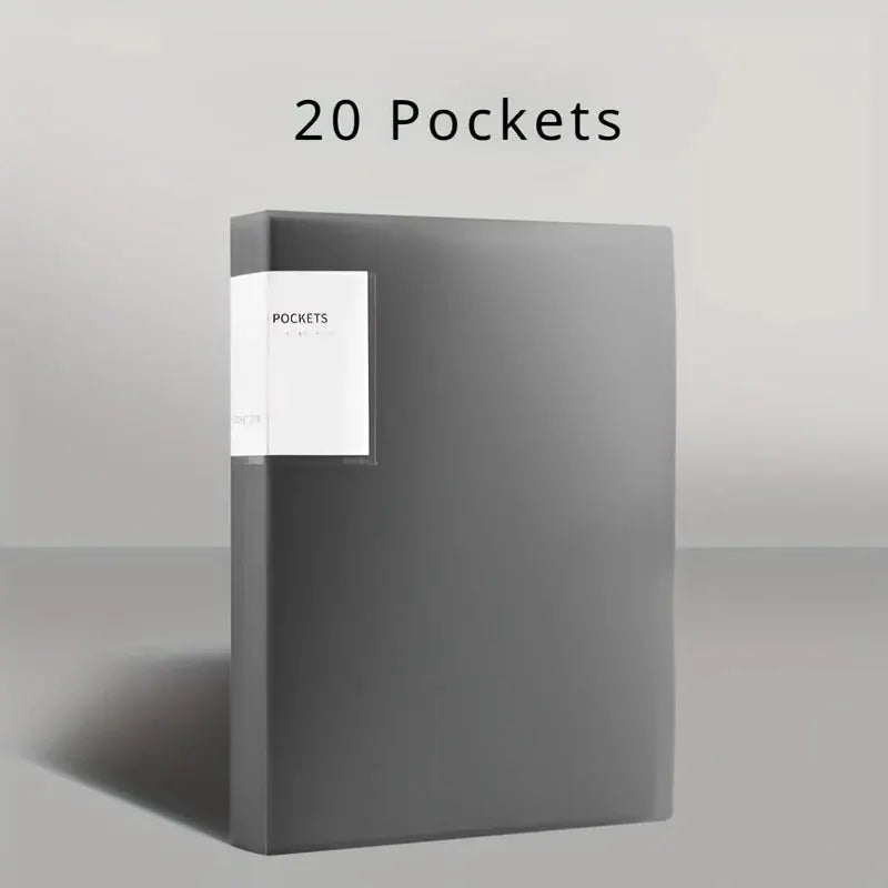 Data Book A4 transparent insert folder, gray 20-pocket multi-layer office folder by Simples Market