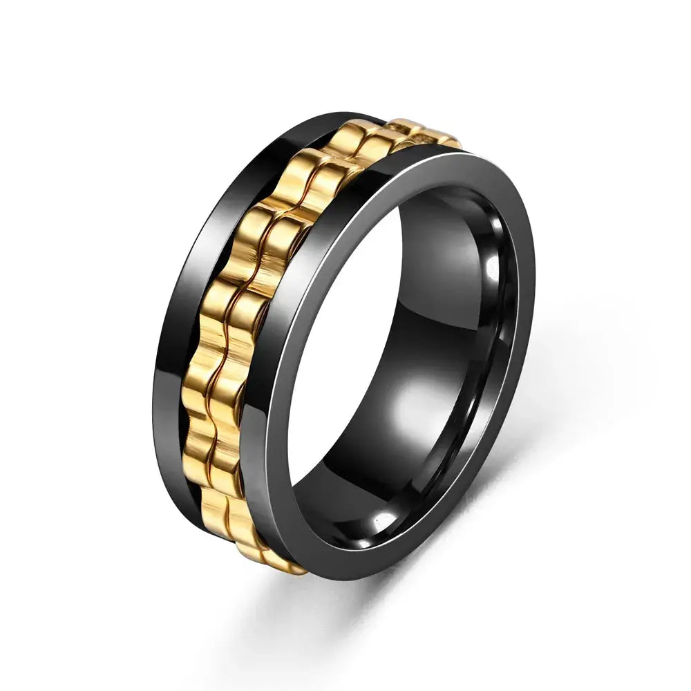 Anti Stress Stainless Steel Ring For Men Gear Rotating Anxiety Relief Spinning Fidget Ring Punk Jewelry Size 6 13