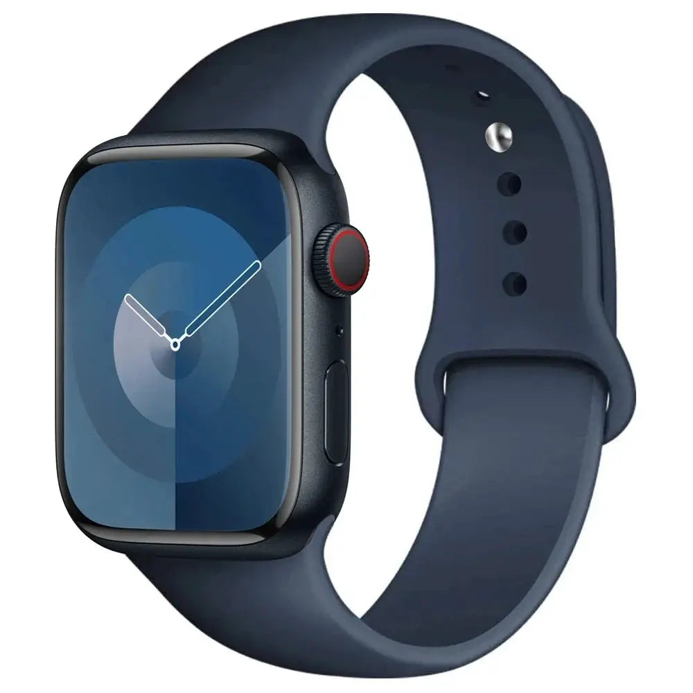 Silicone Apple Watch band by Simples Market, blue sport strap for 38–45mm watches
