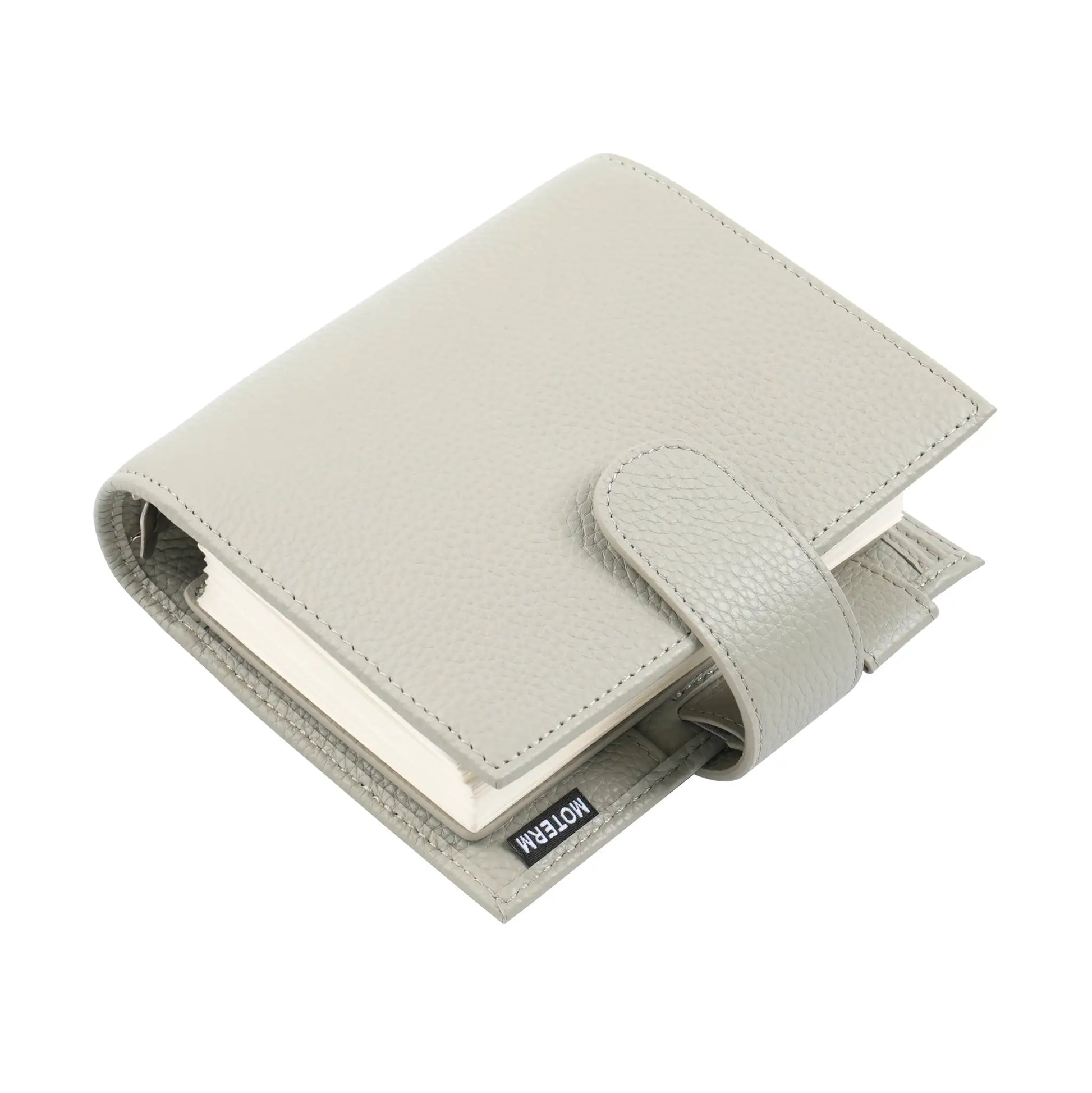 Moterm Luxe 2.0 pocket-size planner in pebbled gray leather with 30mm ring binder