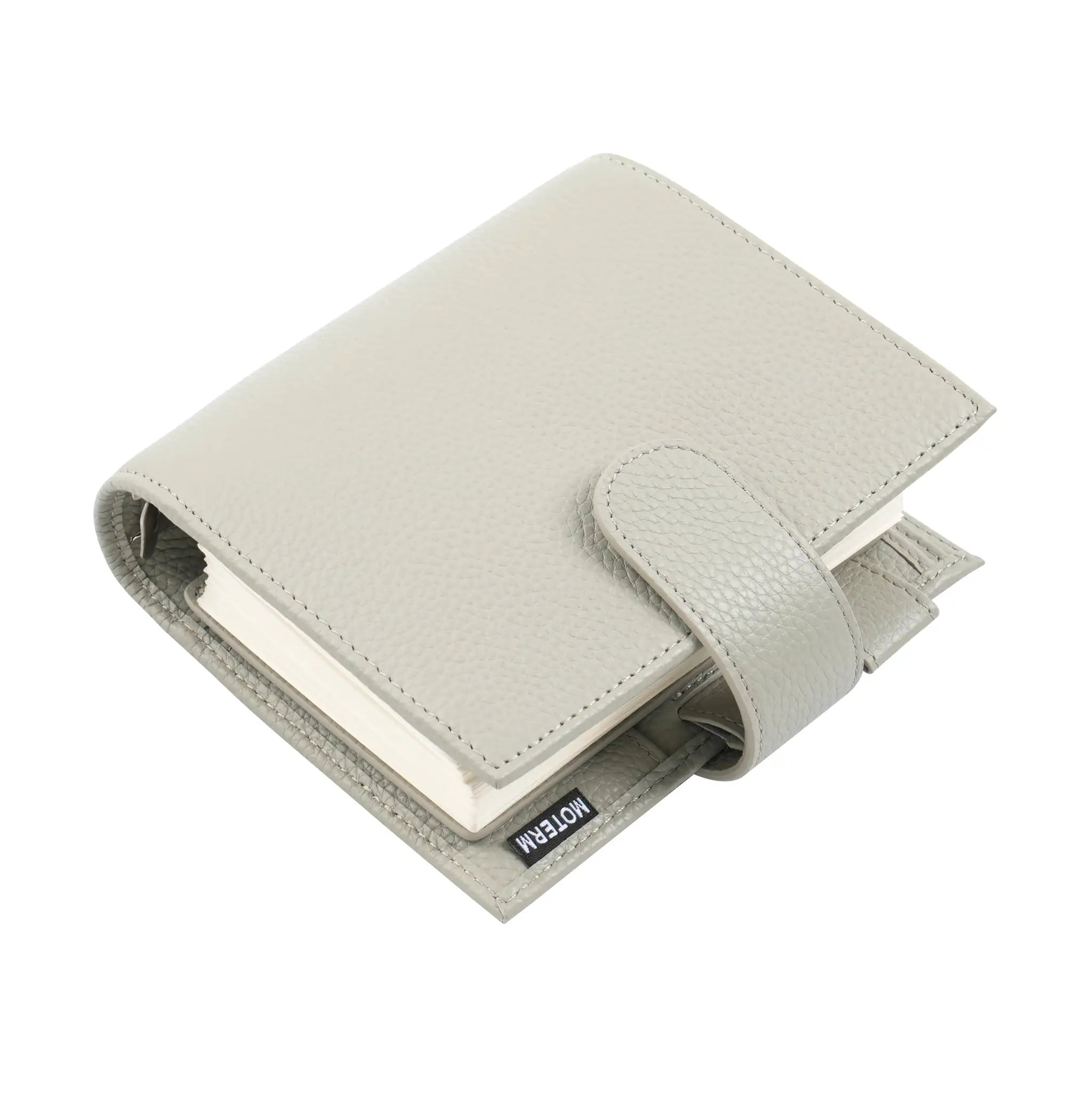 Moterm Luxe 2.0 pocket-size planner in pebbled gray leather with 30mm ring binder