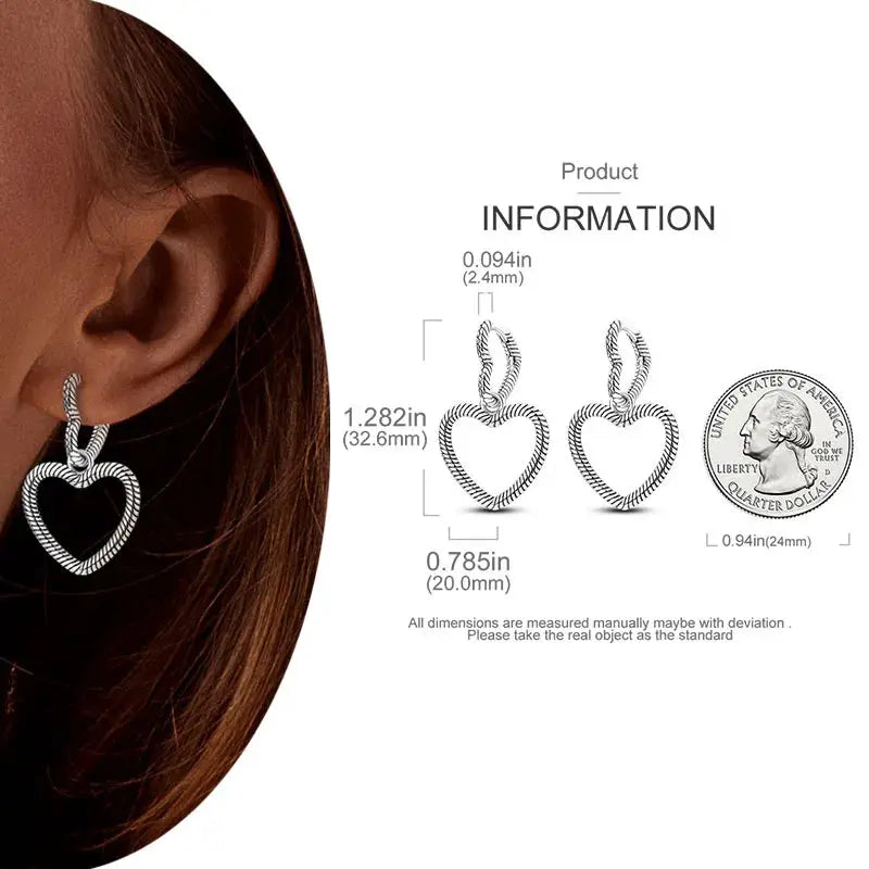 925 Silver Hoop Earrings For Women Zircon Heart Shape Star Eardrops Original Fashion Jewelry