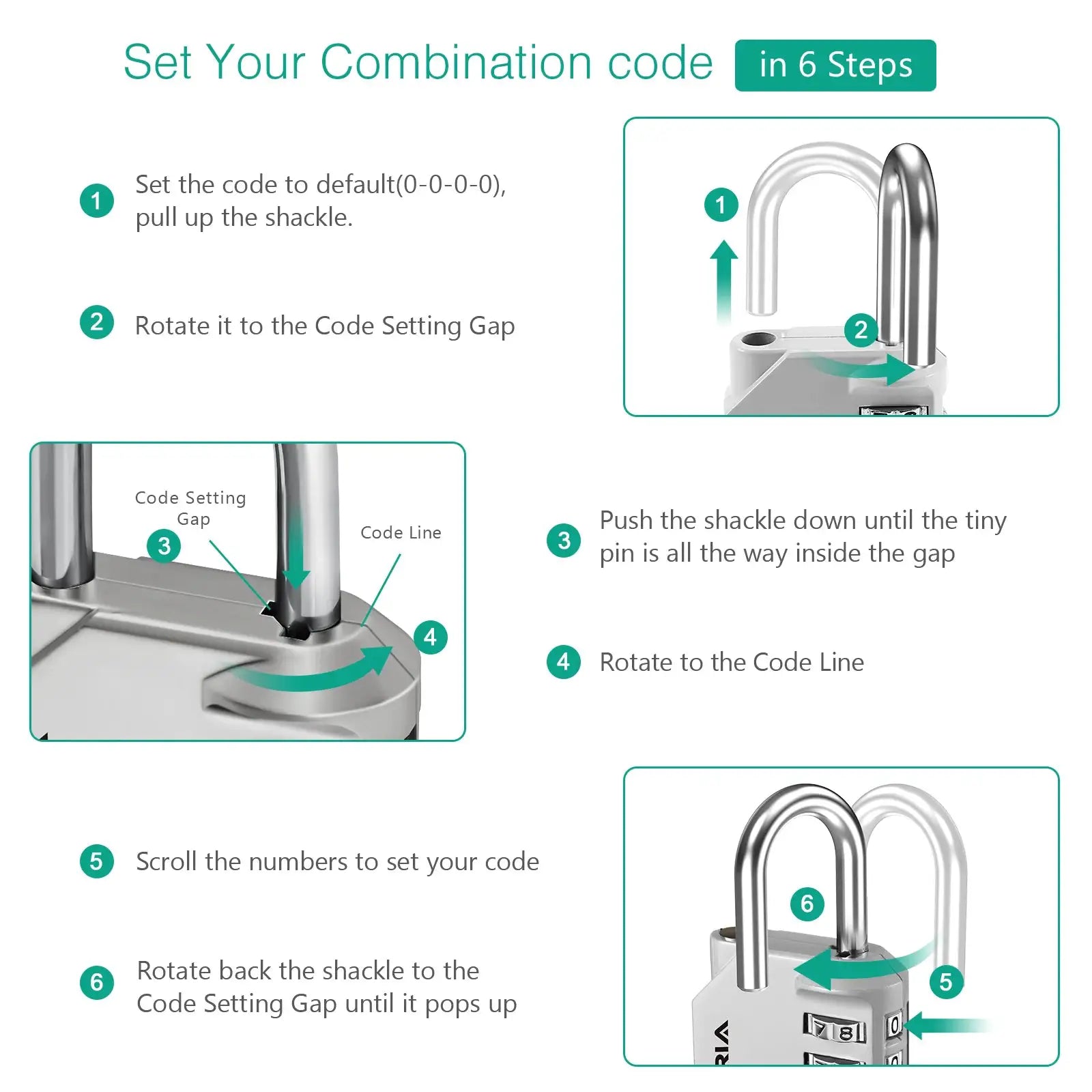 ORIA two-pack combination padlocks by Simples Market; chrome metal outdoor 4-digit locks