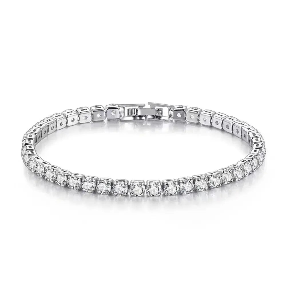 Lihong S925 Sterling Silver Bracelet Zirconia Tennis Ball Charm Women 4mm 16-20cm Engagement Wedding Jewelry
