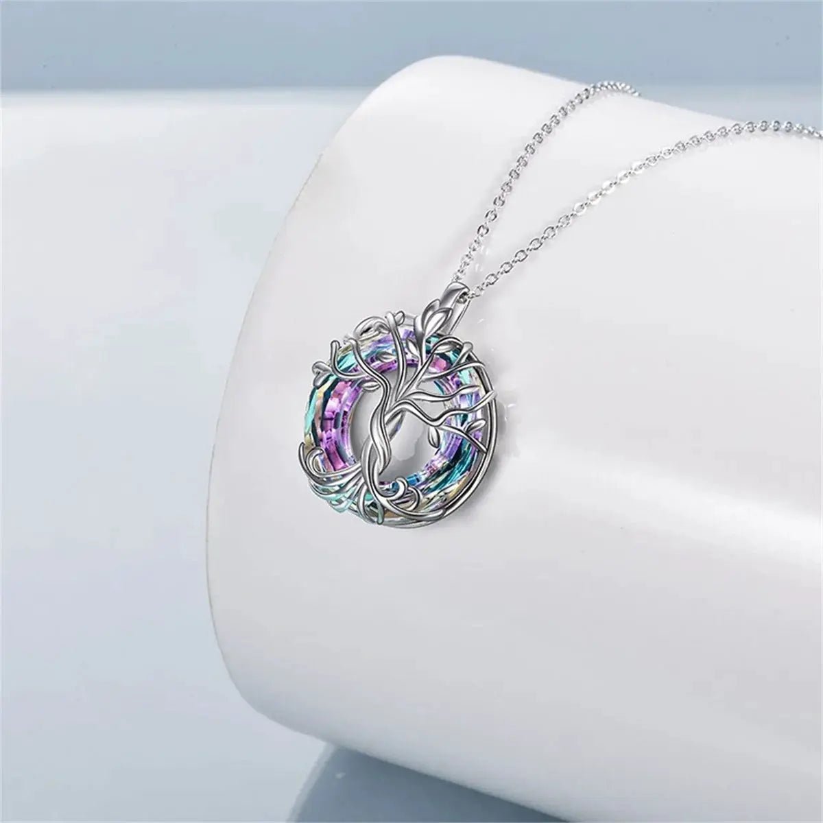 Tree Of Life Necklace With Circle Crystal Exquisite Family Tree Pendant Jewelry Gift For Women Mom Daughter - Simples Market