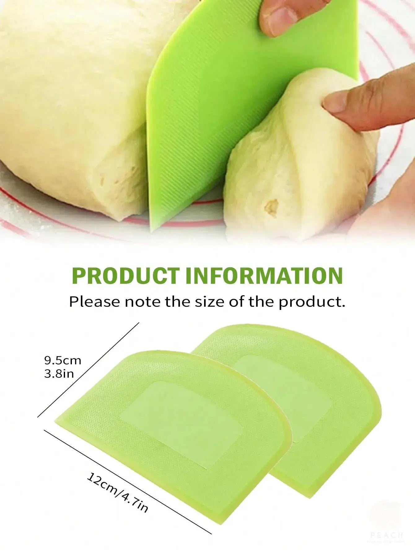 Two Piece Dough Scrapers Set Food Safe Plastic Flexible Bench Scrapers for Bread Dough Pastry Multipurpose
