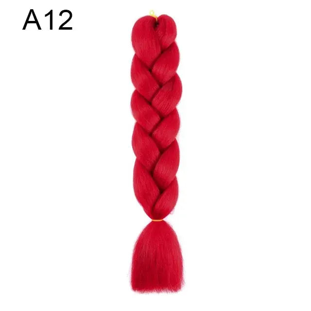 24-inch synthetic yaki braids hair extension in red, jumbo braid style