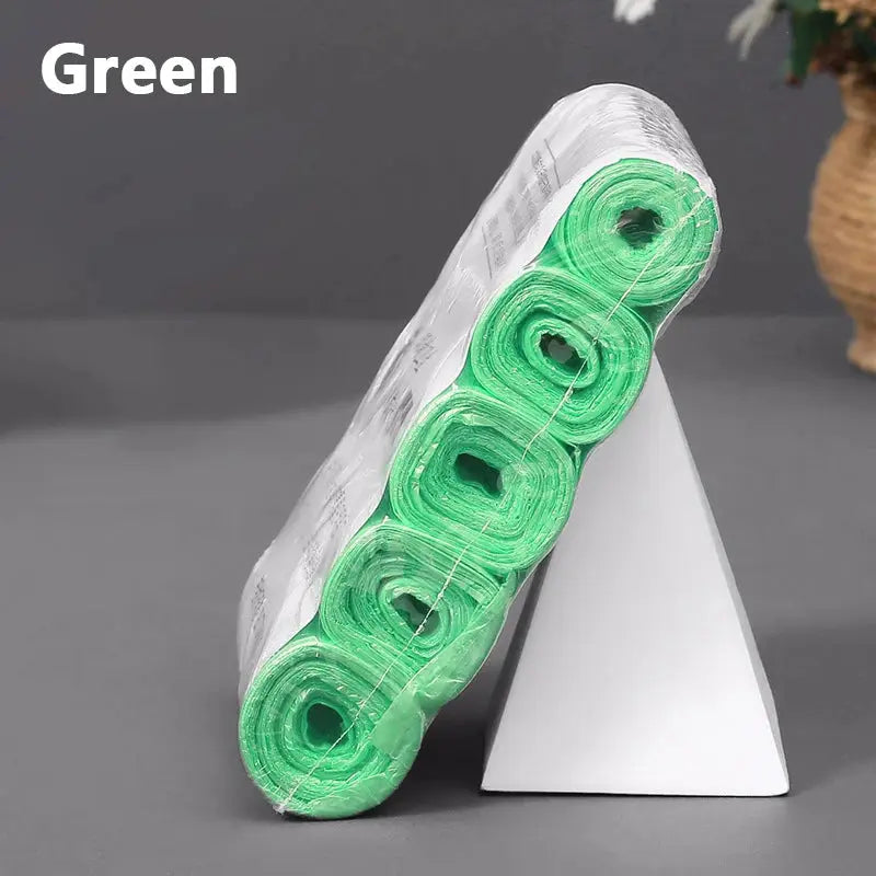 Green disposable flat-mouth garbage bag rolls, thickened material, 45x50cm for household use