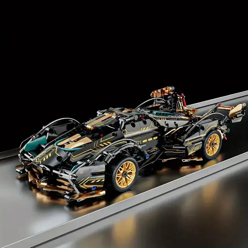 1690 Pieces Green Racing Building Block Set With ABS Materials Manual Assembly V12 Sports Car For Home Office Decor