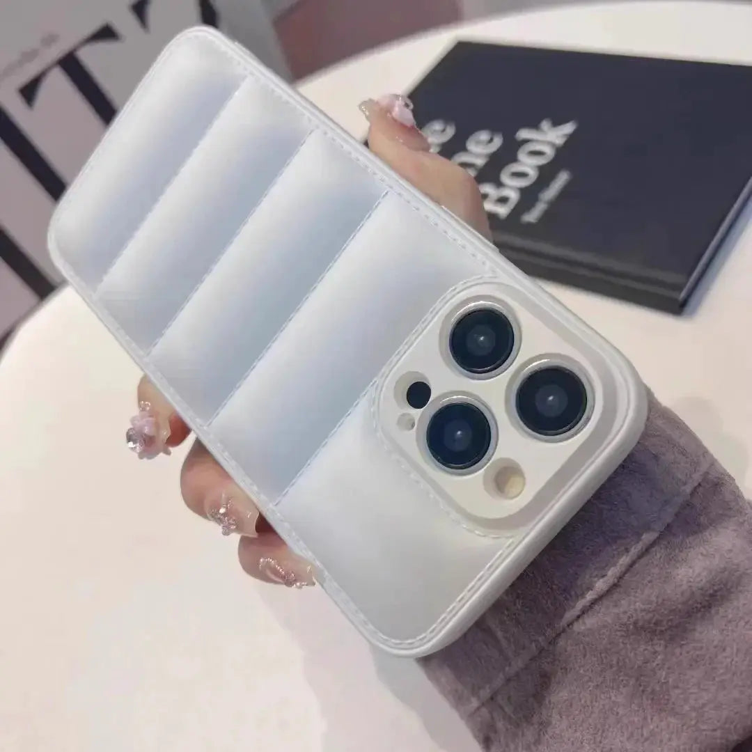 AuroraCase Colorful Down Jacket Pattern Silicone Phone Case For iPhone 16 To 11 Pro Max Plus Shockproof Camera Guard