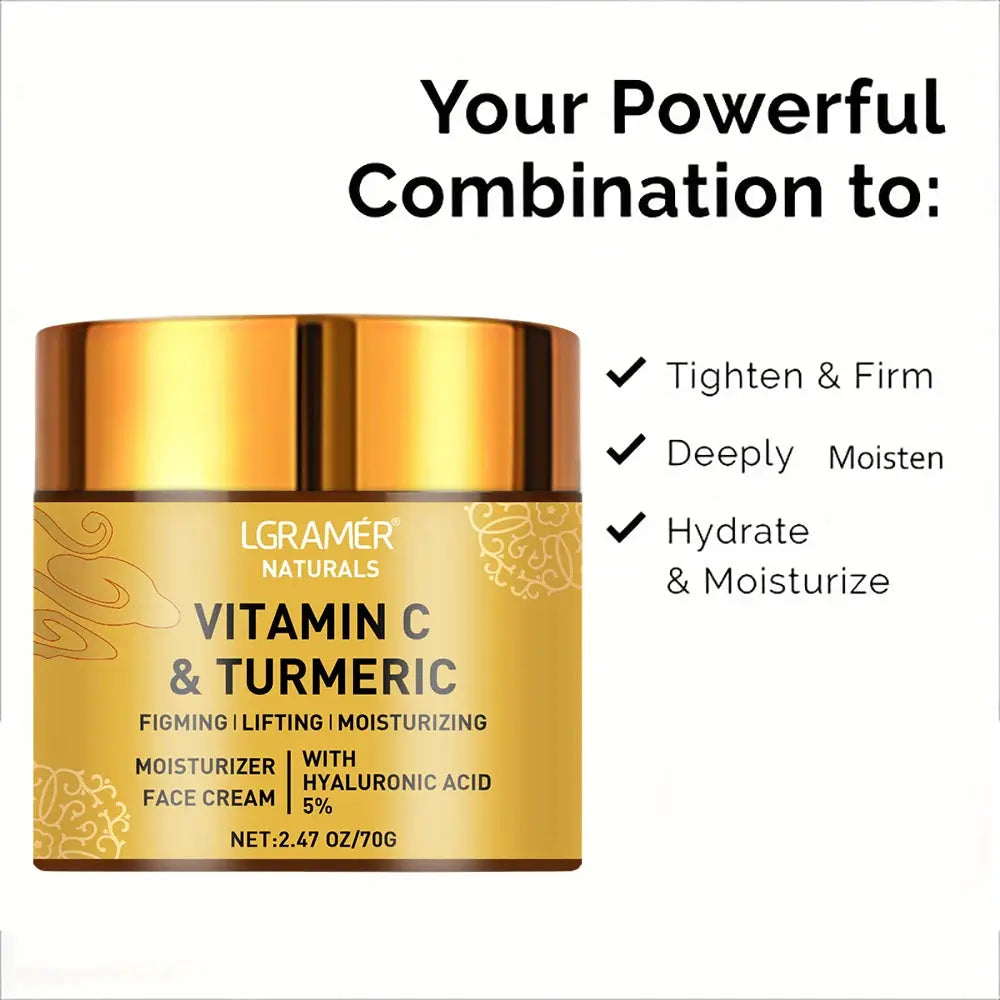 Turmeric Vitamin C Retinol Face Cream With Hyaluronic Acid For Hydrating Firming Brightening Anti Aging Skincare
