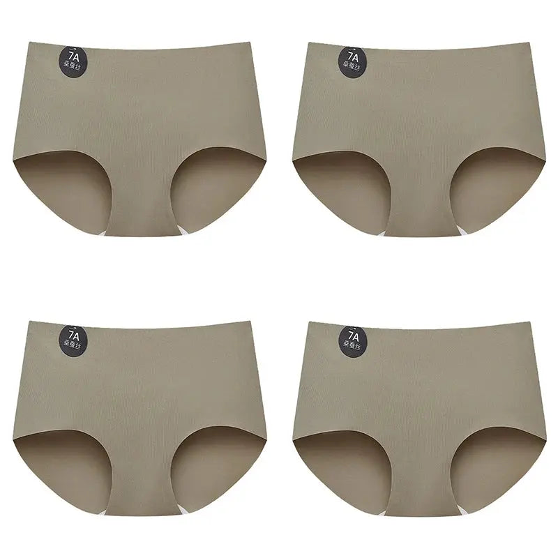 Falllsweet seamless silk briefs 4-pack by Simples Market in beige Mulberry silk, soft lightweight underwear