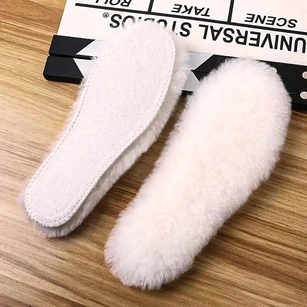 Genuine Sheepskin Fleece Insoles for Men and Women Warm Winter Real Wool Cashmere Inner Soles for Shoes and Snow Boots