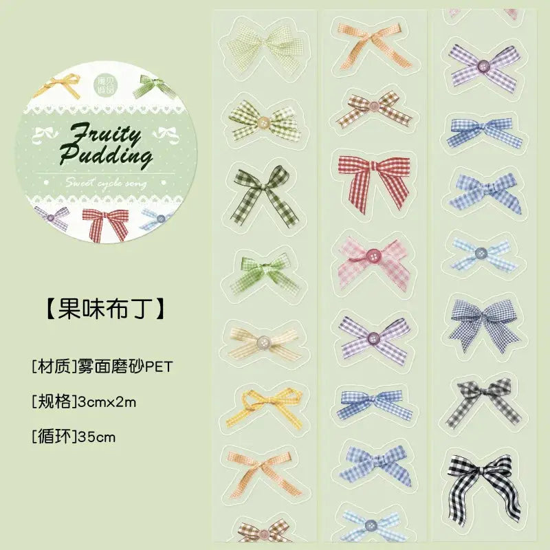 Simples Market decorative bow stickers set; pastel gingham bow designs for journaling and scrapbooking.
