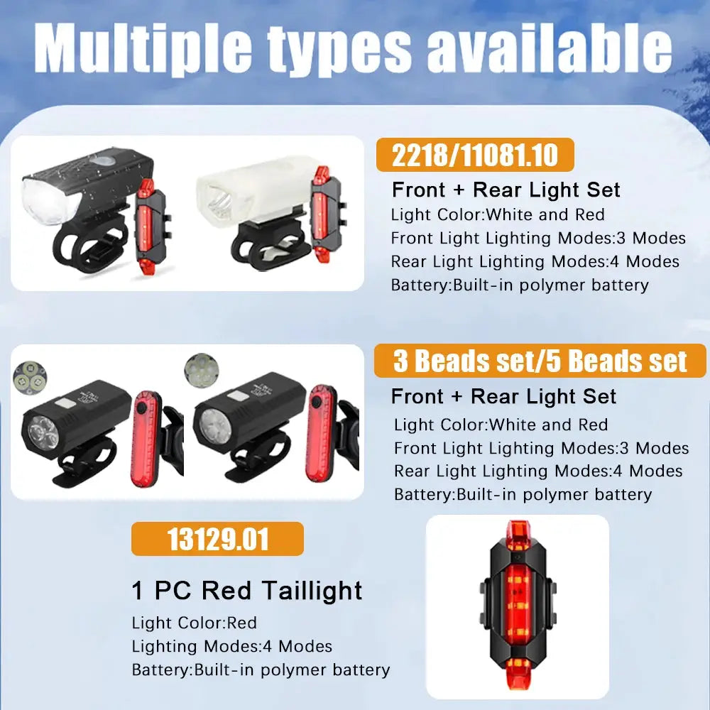 Cycle Zone USB Rechargeable Bike Front Light And Taillight With Red LED 3 Modes Easy Install