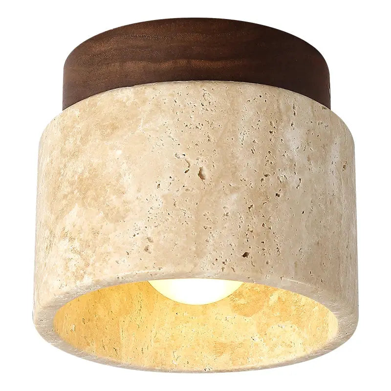 Simples Market LED ceiling lamp, surface-mounted downlight with stone body and dark wood top, 110–220V