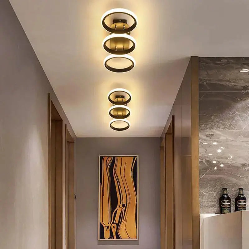 LED ceiling light modern round ring fixture in bronze finish, ideal for hallway and living spaces by Simples Market